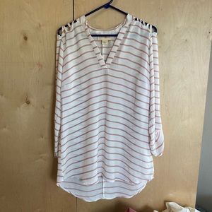 Wishful Park White with Pink Strip Blouse - Size L